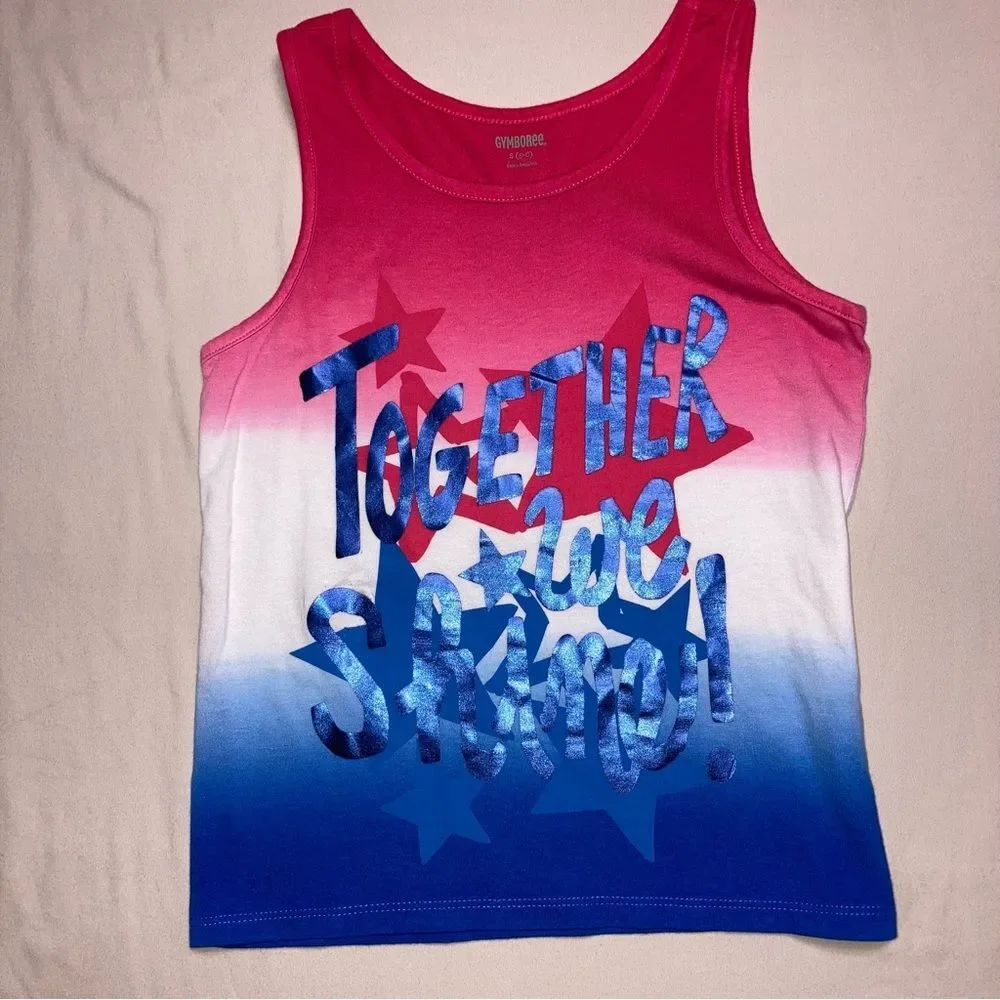 Gymboree Patriotic Tank Top Girls Small 5-6 Red White Blue Together Shine Summer